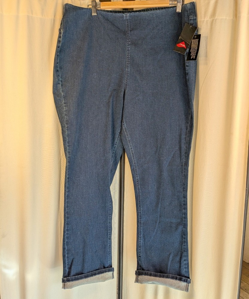 NWT D&Co Signature Lycra Flex Dark Pull On Bootcut Jeans Women's 18W