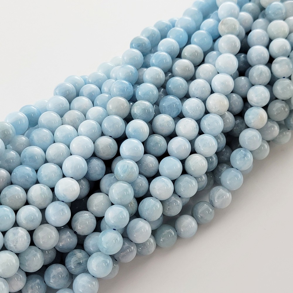 Natural Aquamarine Gemstone Beads Smooth Round 6mm 8mm 10mm