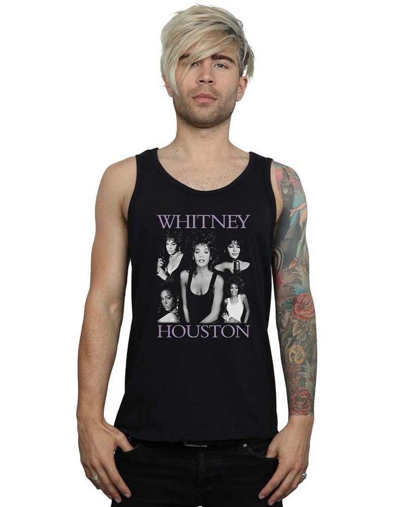 Whitney Houston Mens Multiple Pose Graphic Tank Top