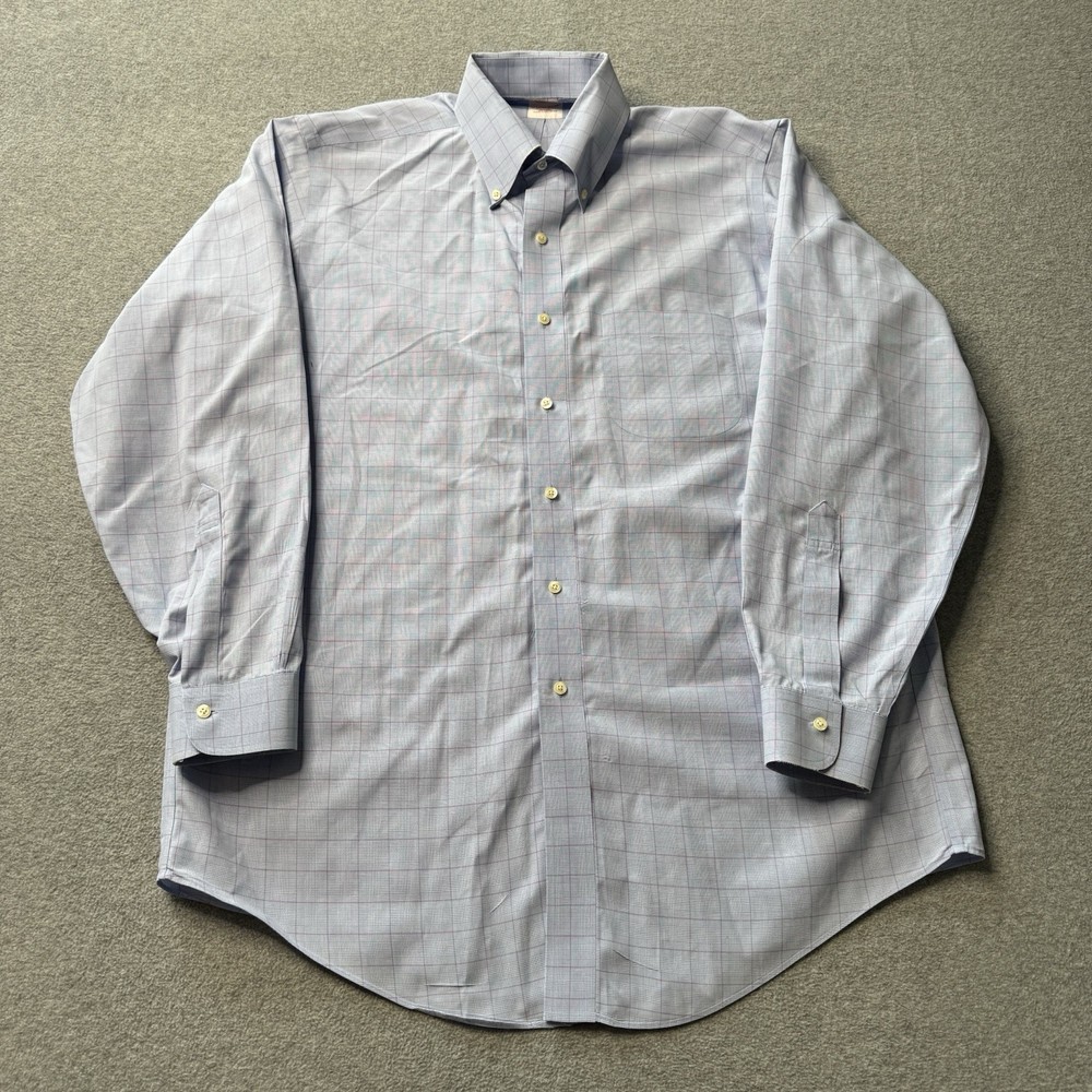 Brooks Brothers Shirt Mens 16 33 Blue The Original Polo Traditional Fit Preppy