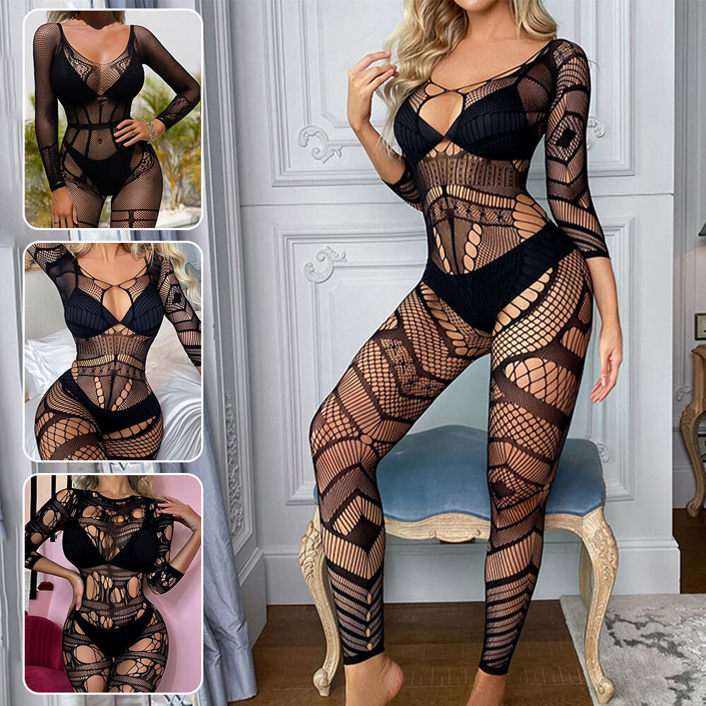 Women's Bodysuit Stocking See Through Full Body Leotard Nightclub Jumpsuits