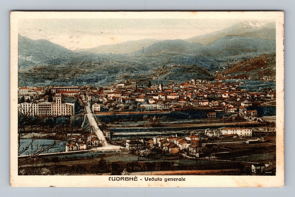 Italy- Cuorgnè Mountain Town View Souvenir Postal Old Card PC Vintage Postcard