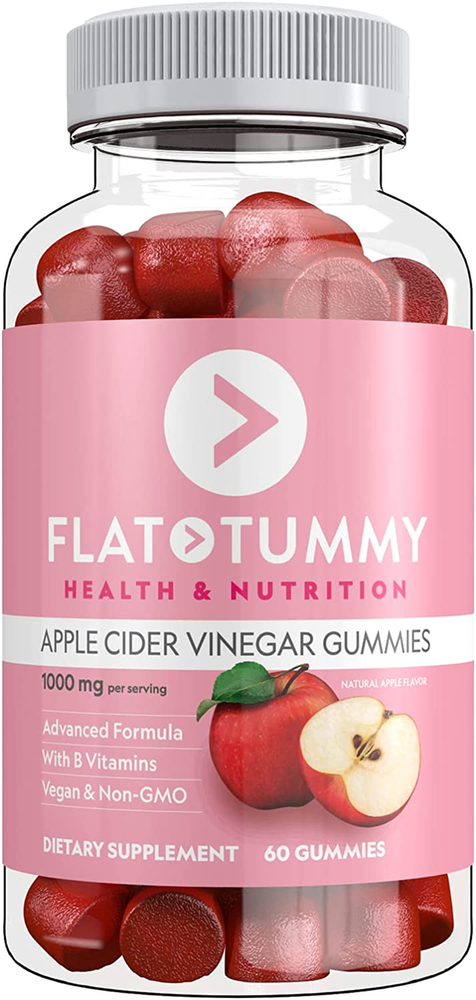 Flat Tummy Tea Apple Cider Vinegar Gummies, 60 Count – Boost Energy, Detox, Supp