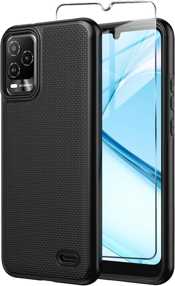 for BLU View 5 Pro Phone Case with Tempered Glass Screen Protector,Dual Layer