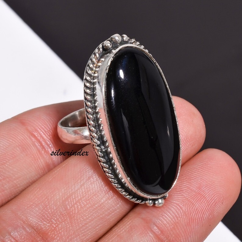 Black Onyx Ring 925 Silver Ring Onyx Ring Handmade Ring Gemstone Ring Boho Ring