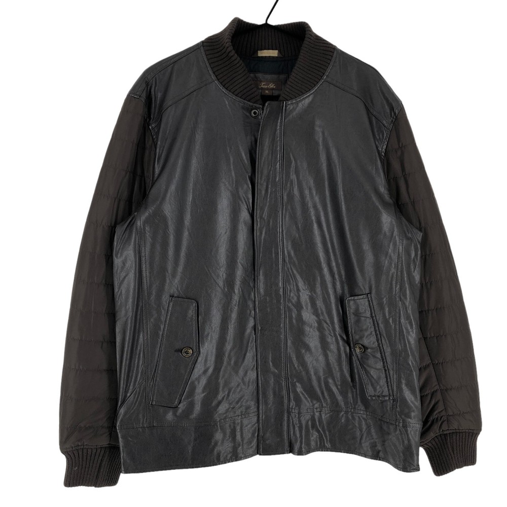 TASSO ELBA Bomber Jacket Coat Men Faux Leather Size XL