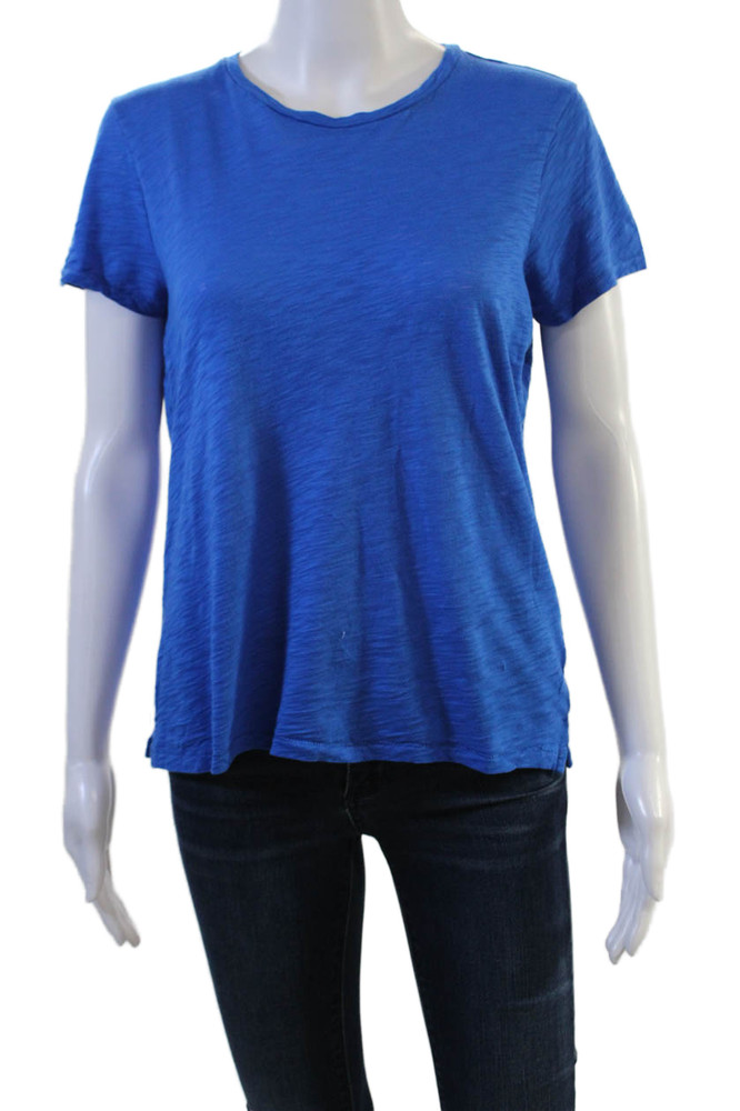 Goldie Women Basic T-Shirt Blue 100% Pima Cotton Crew Neck Short Sleeve Size SFree Shipping in US $100+ Orders | $6.95 Orders Below