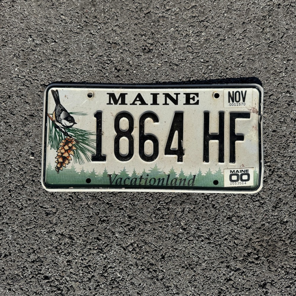 1999 Maine License Plate Auto Tag Garage Decor Chickadee Bird 1864 HF