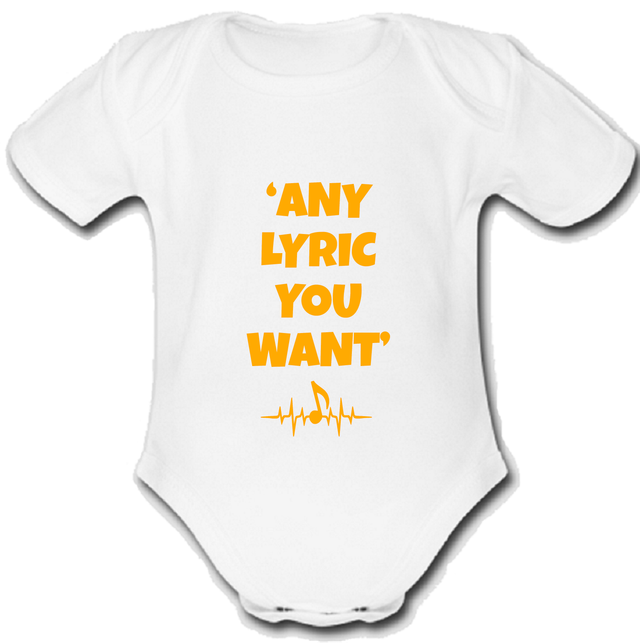 Tally @ Hall babygrow Baby vest grow music gift custom LYRIC ORANGE