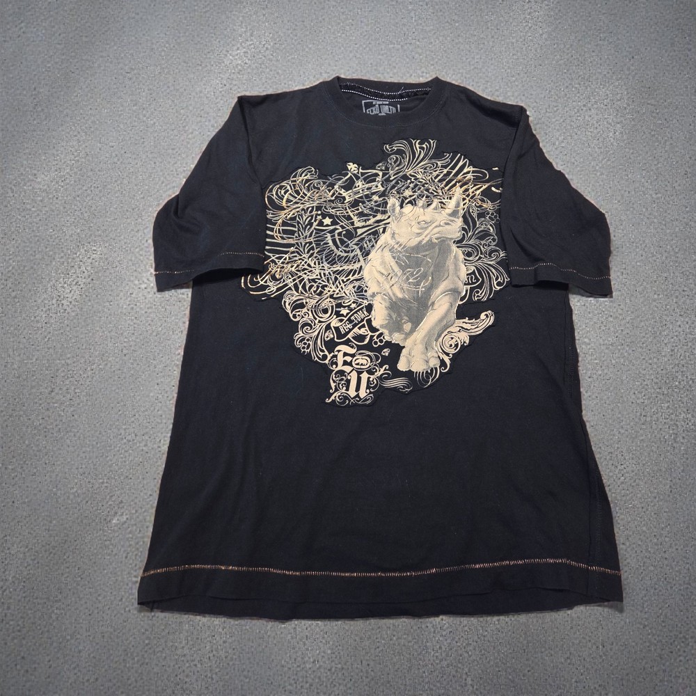 Ecko Unltd T-Shirt Mens Small Black Graphic Y2K Streetwear Cotton Short Sleeve