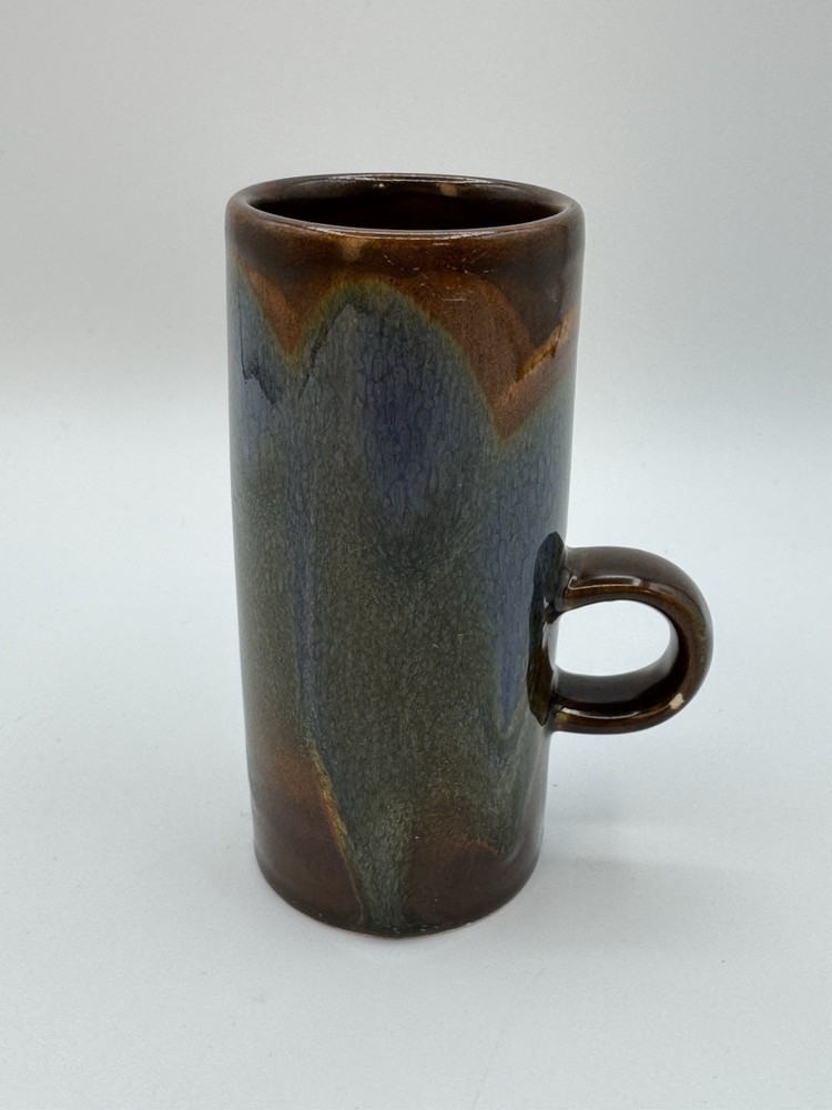 Vintage CAFFE D'VITA Drip Glazed Pottery Stoneware Espresso Coffee Mugs Brown