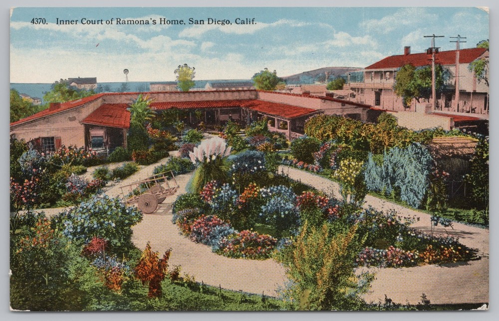 State View~San Diego California~Inner Court of Ramona's Home~Vintage Postcard