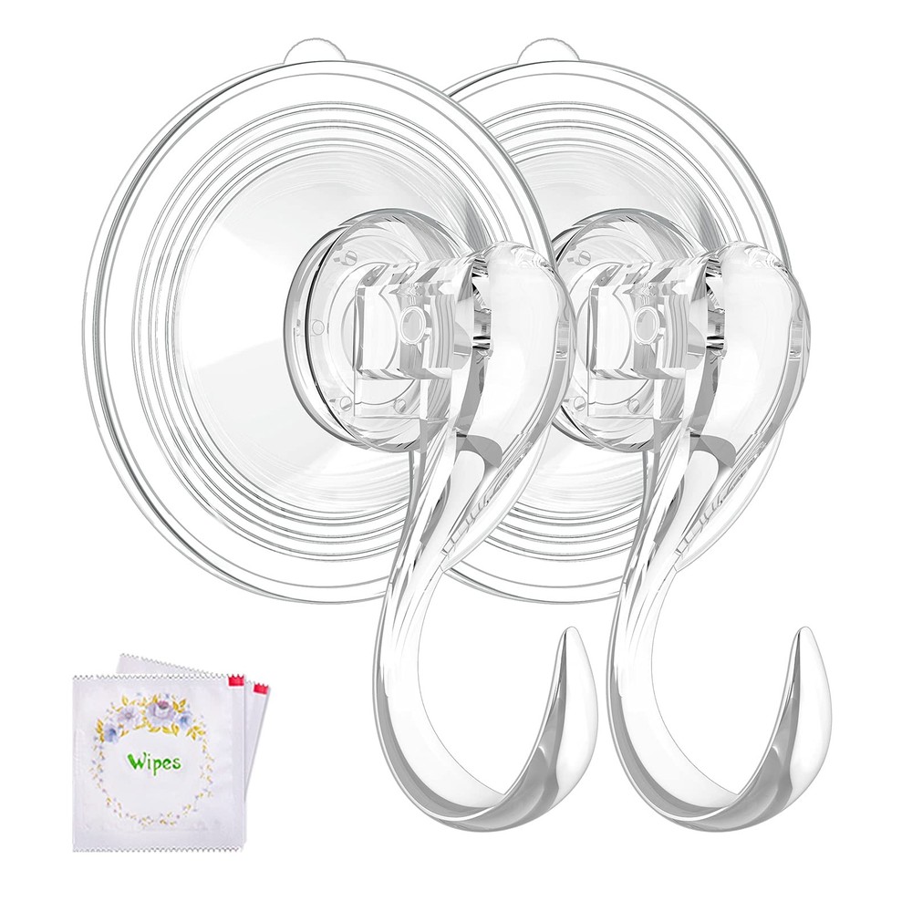 Heavy Duty Clear Suction Cup Wreath Hanger Holds 22 Lbs With Wipes