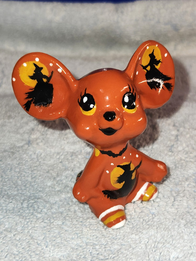 Fenton OOAK Halloween Black Kitten Cat Witch Bats Peggy G 2025