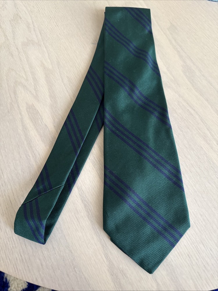 Brooks Brothers Country Club Men's Silk Green Navy Striped Tie MIUSA 3.75x58