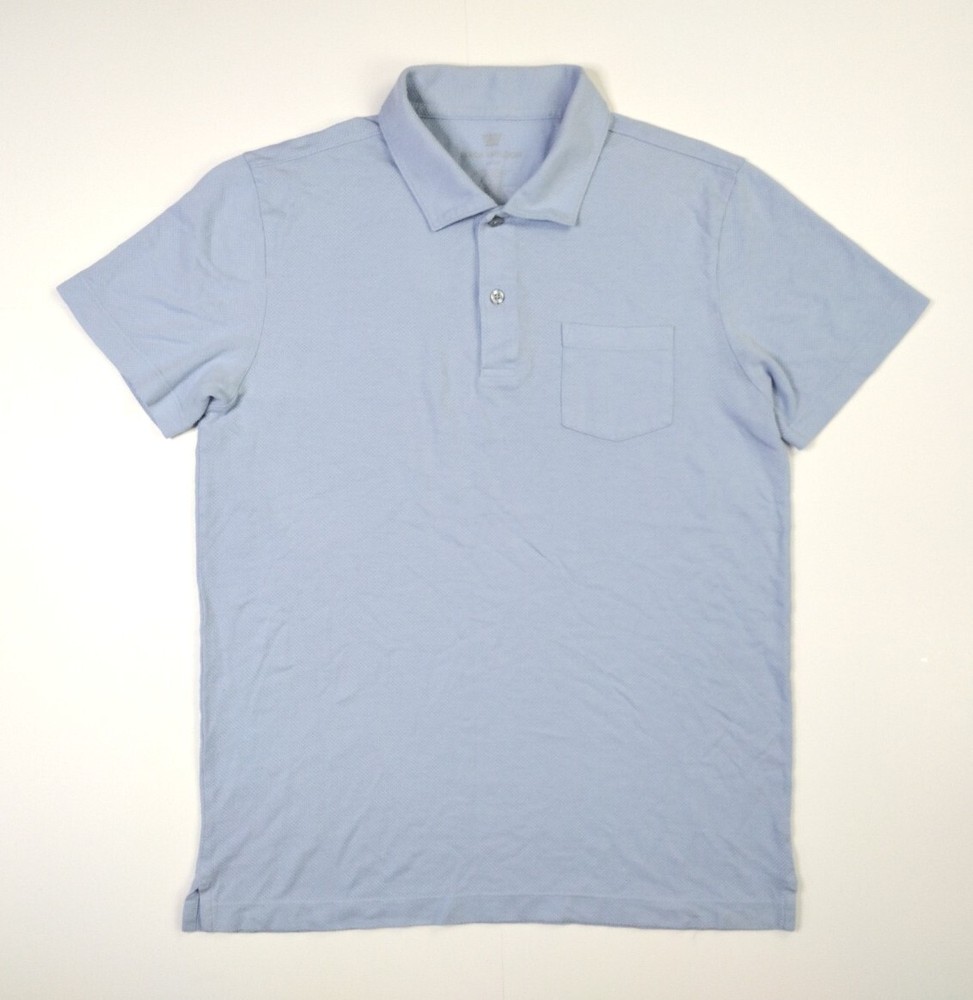 Mack Weldon Vesper Polo Shirt Men's Large Blue Breathable Mesh Wicking Pocket T