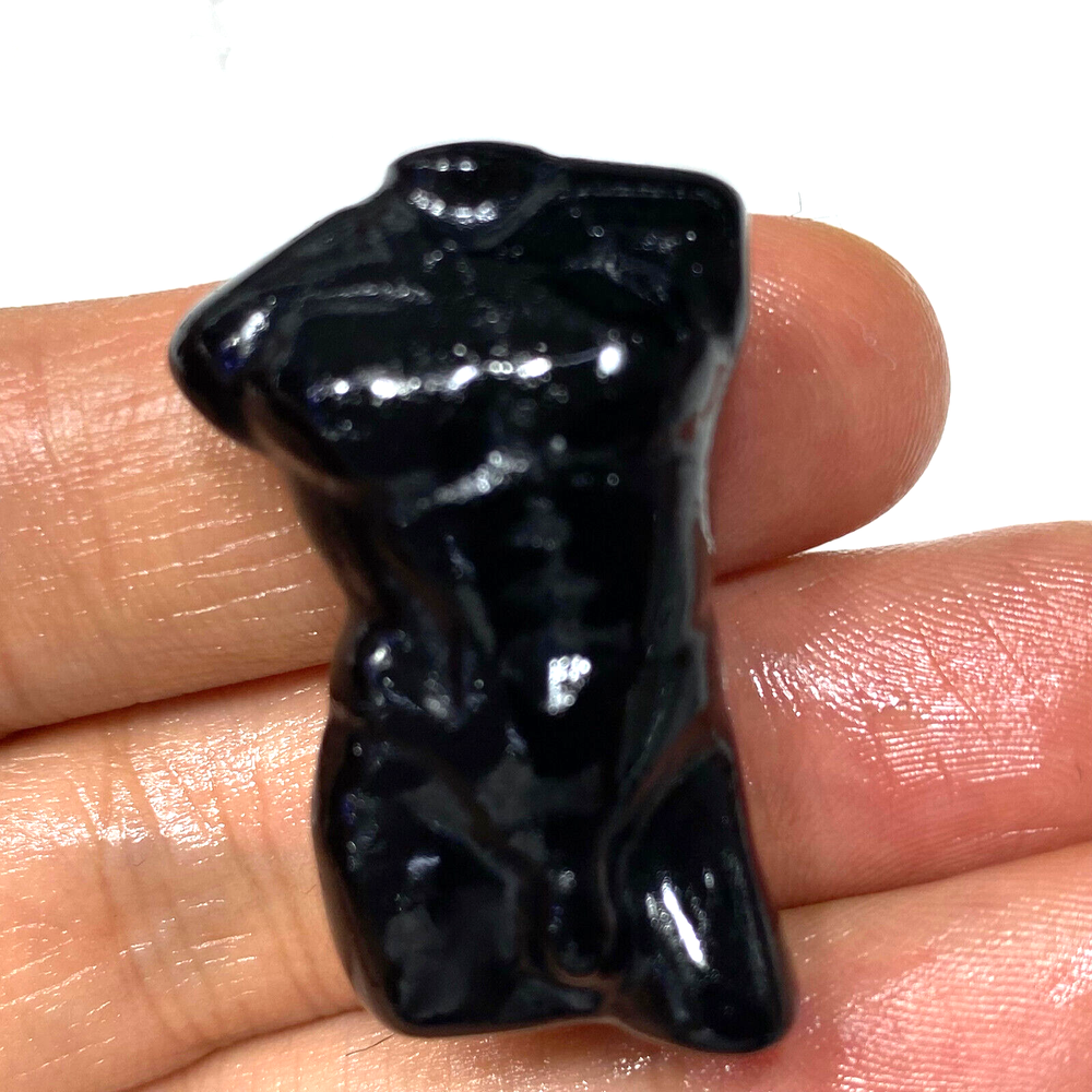 Natural obsidian Quartz Hand Carved mini Male model Crystal healing 1pc