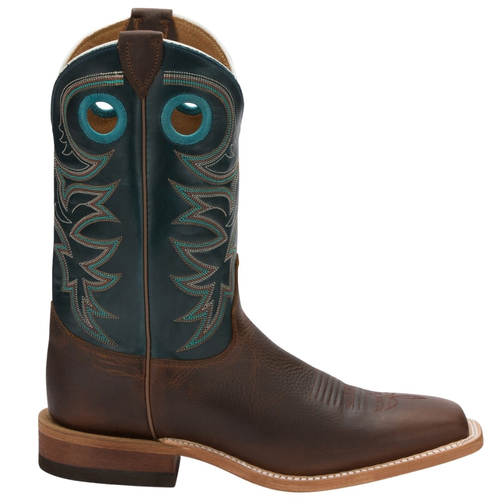 Justin Boots Drennan 11 Inch Embroidered Wide Square Toe Cowboy Boots for Men