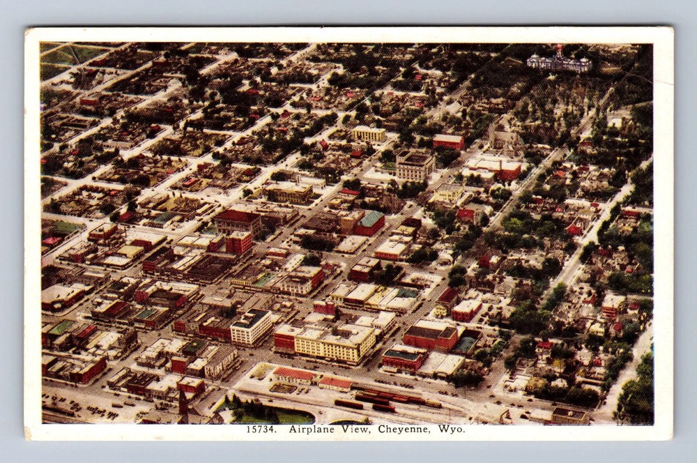 Cheyenne WY-Wyoming Aerial Of Town Area Vintage Postcard