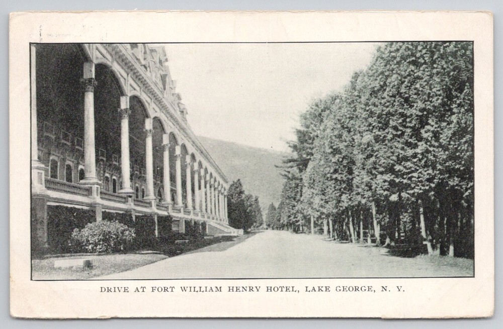 Fort William Henry Hotel Lake George NY Drive Vintage Postcard
