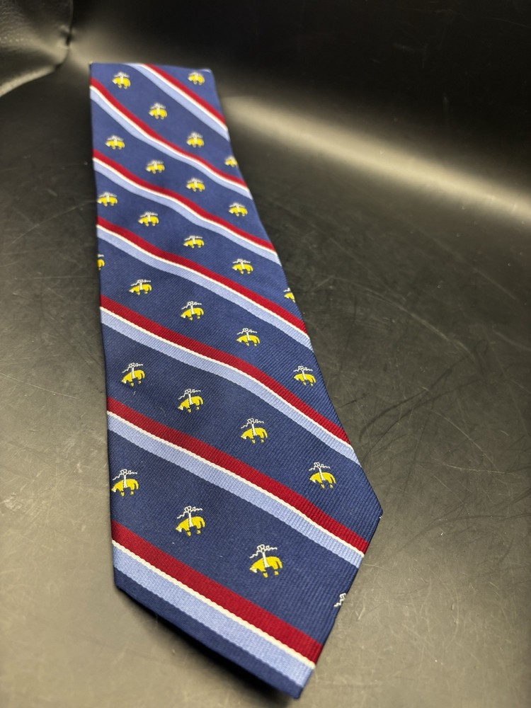 Brooks Brothers Silk Tie Navy Stripe Golden Fleece Logo USA