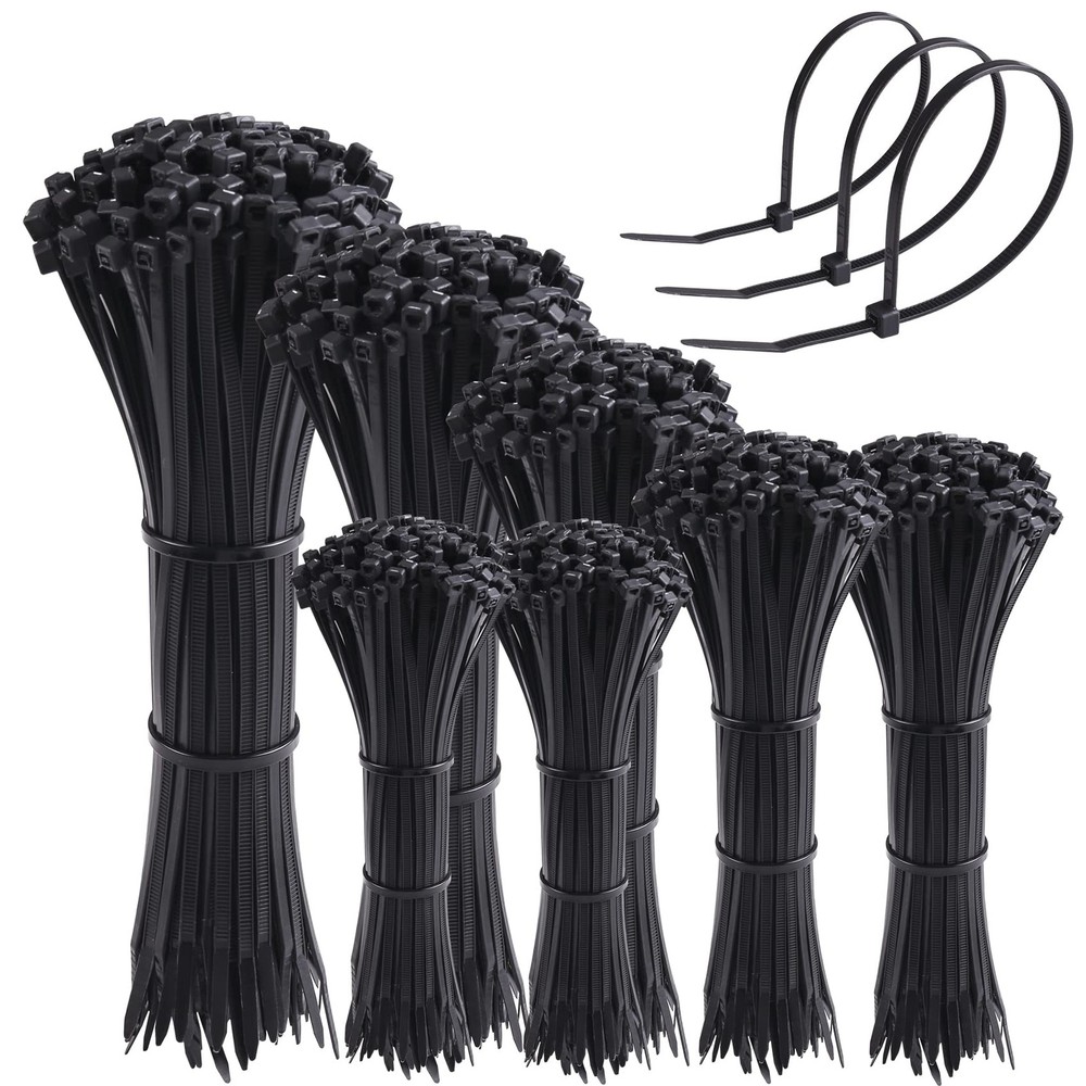 Cable Ties Assorted Sizes 4+6+8+10+12 Inch Zipties Heavy Duty Plastic Wire Ti...
