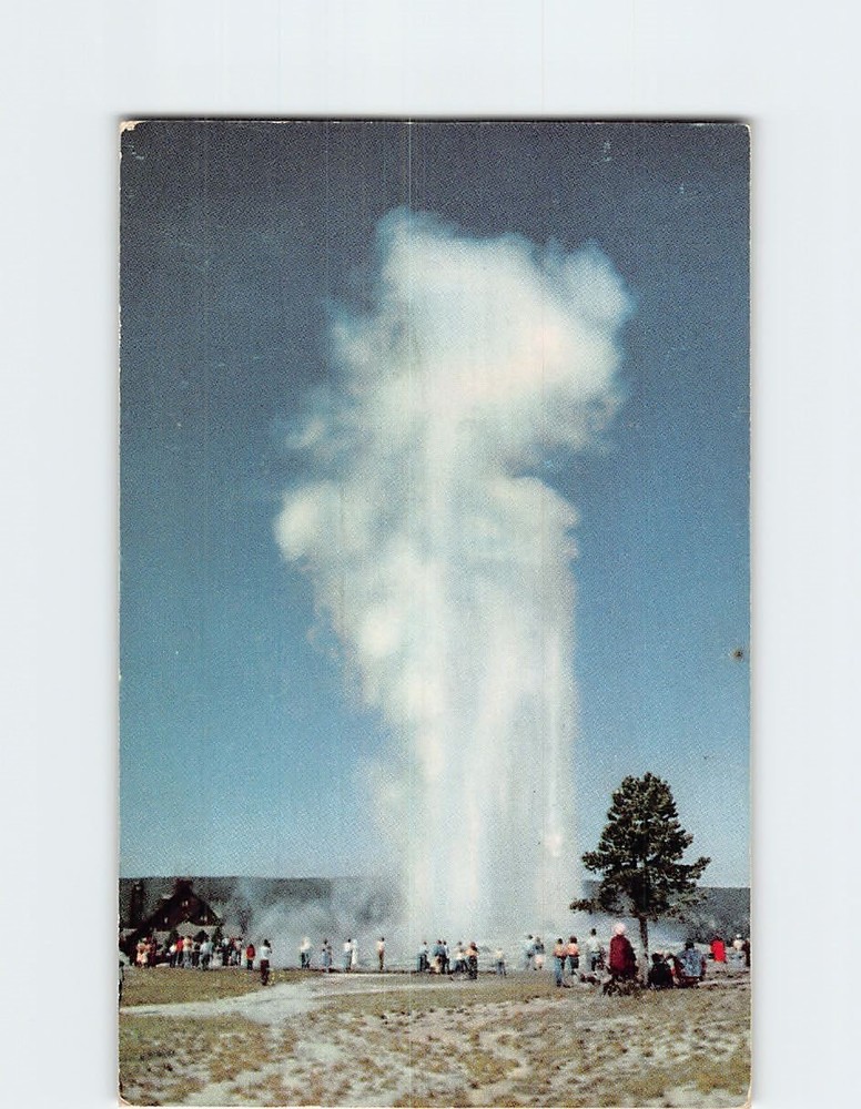 Postcard Old Faithful Geyser Yellowstone National Park Wyoming USA