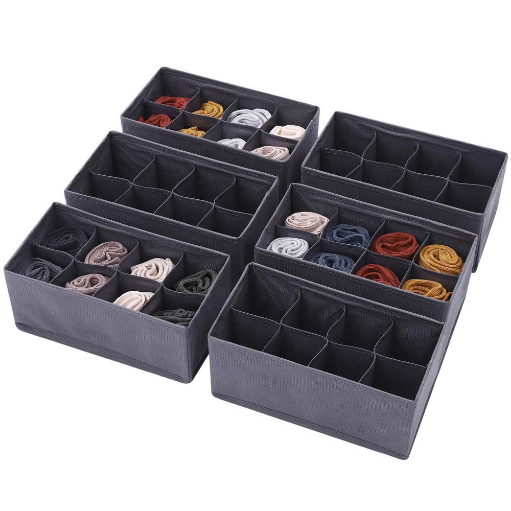 6 Pack Foldable Cloth Storage Box Closet Dresser Drawer Organizer Fabric Bask...
