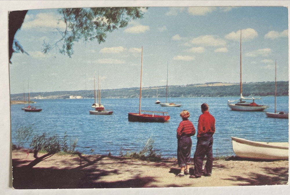 1957 Ithaca Yacht Club Cayuga Lake Finger Lake Central New York Vintage Postcard