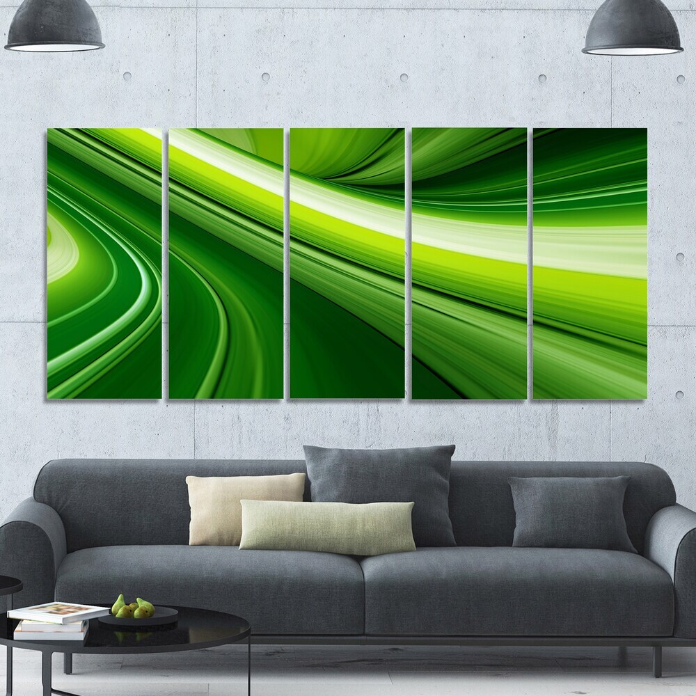 Designart Oversized Abstract Green Lines Background Wall Art