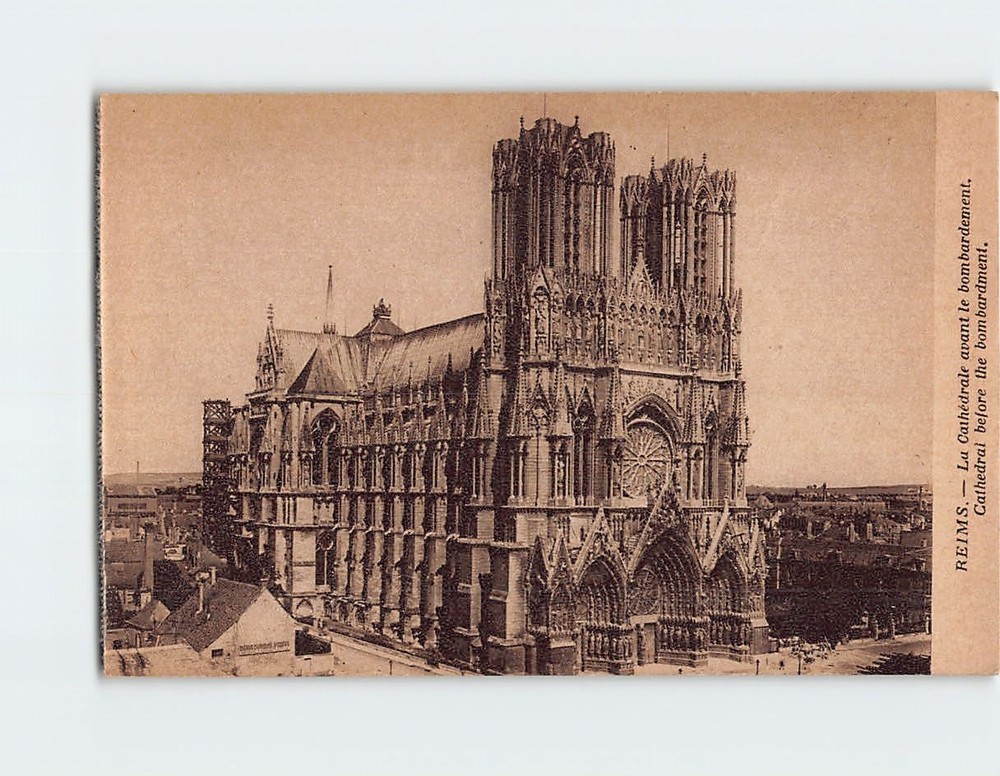 Postcard Cathedral before the bombardment Reims France