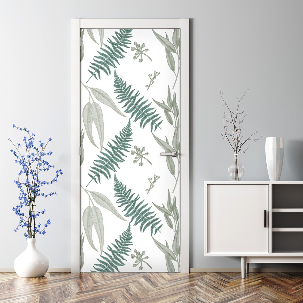 Fern Bubble Free Door sticker Easy stick Self adhesive Decal Decal self-adhesive