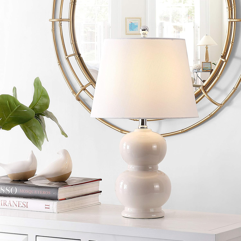 Everlee Modern Ivory Ceramic Double Gourd 22-In Contemporary Lighting Collection