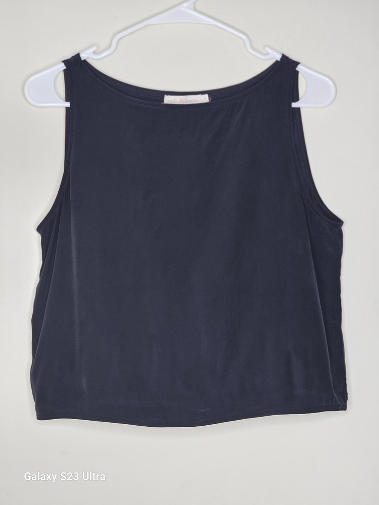 Tory Burch Women's Black 100% Silk Sleeveless Tank Round Neck Size 4