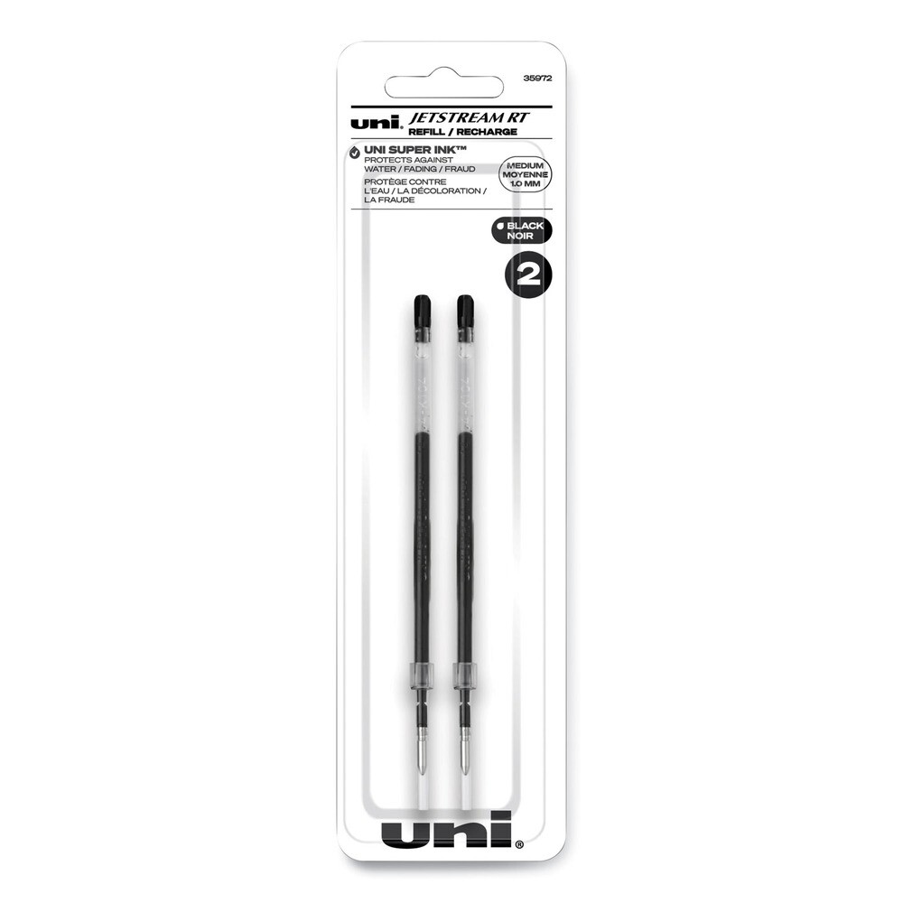 uni-ball 35972 Bold Conical Tip Refill for JetStream RT Pens - BLK (2/Pack) New