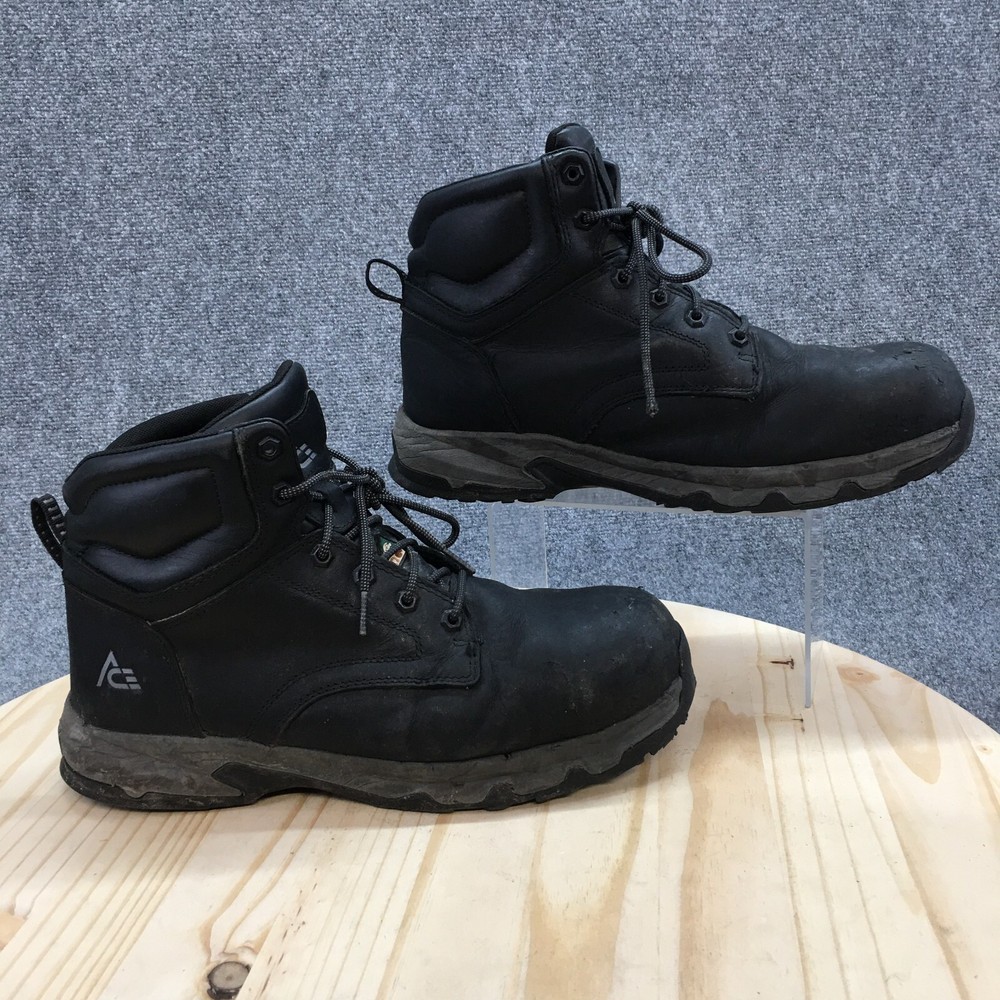 Ace Mens Size 12 Black Fort Rock Steel Toe Slip Resistant Hiking Boots-image
