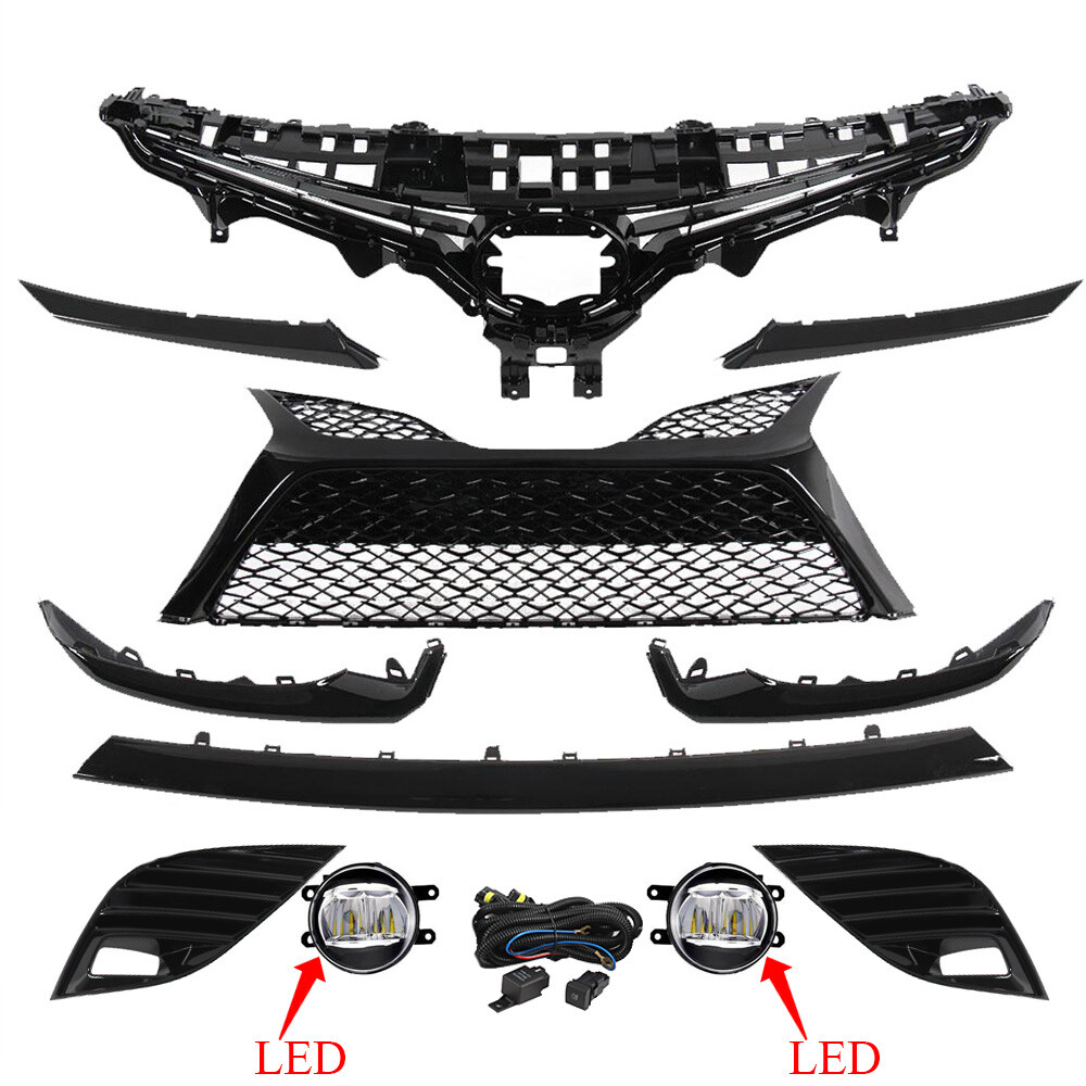 For Toyota Camry SE 2018-2020 Front Grille Lower Molding Foglights Set 11pcs