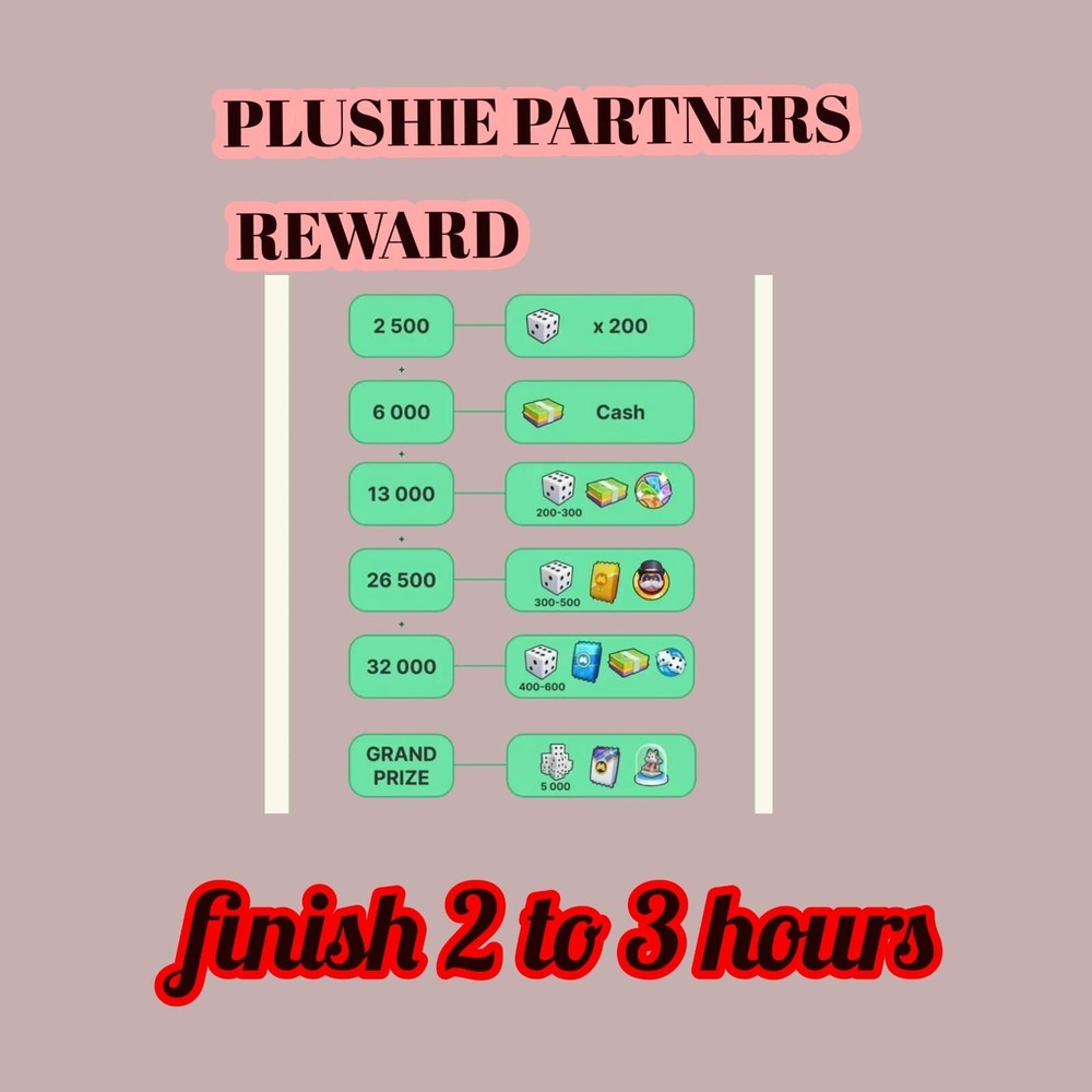 Plushie Partners Full Carry Monopoly_Go Partner Event 1 To 2 Hours Fast Finish