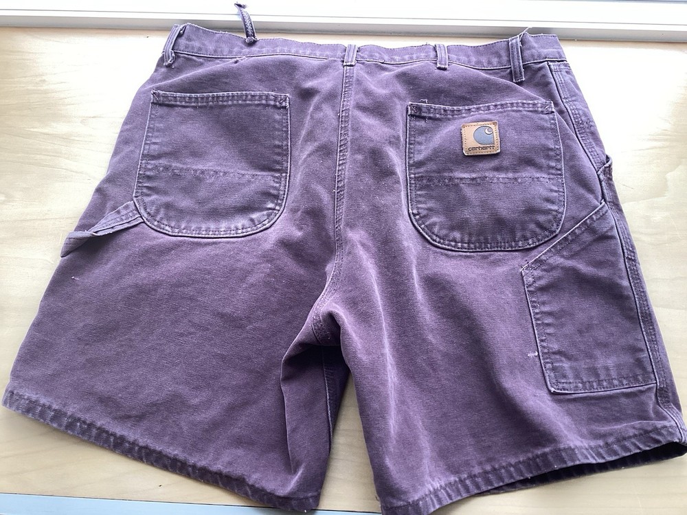 RARE Vintage 90s Carhartt B24 BRG Burgundy Purple Carpenter Shorts Size 40 USA