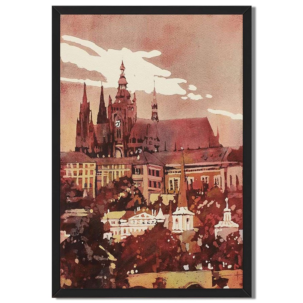 Vintage European Cityscape Framed Canvas Print Wall Art Home Decor