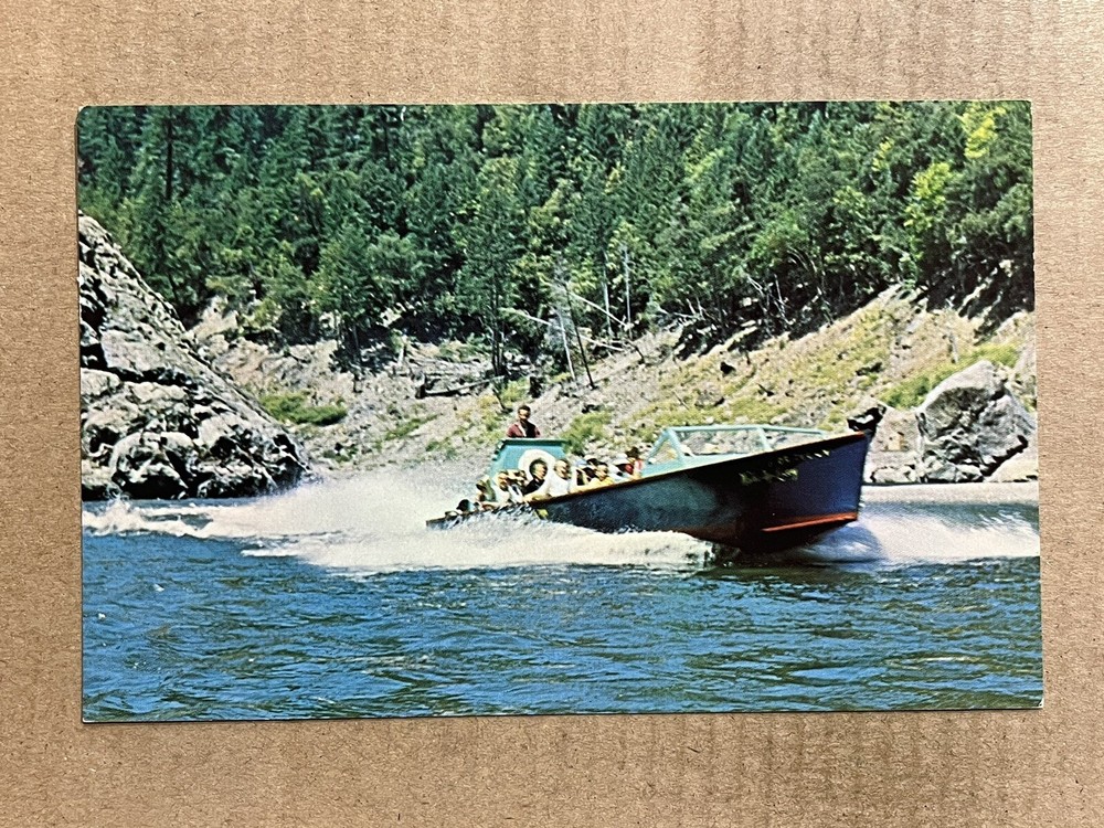 Postcard Agnes OR Oregon Rogue River US Mail Jet Boat Copper Canyon Vintage PC