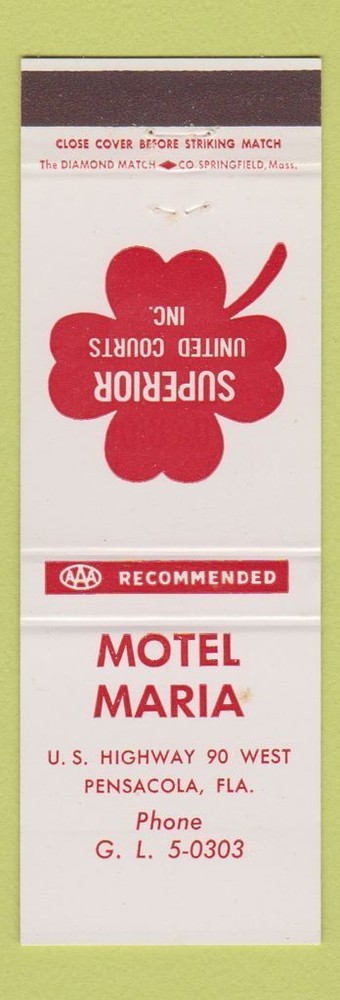 Matchbook Cover - Motel Maria Pensacola FL