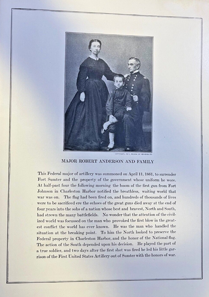 1912 Vintage Illustration Major Robert Anderson and Family