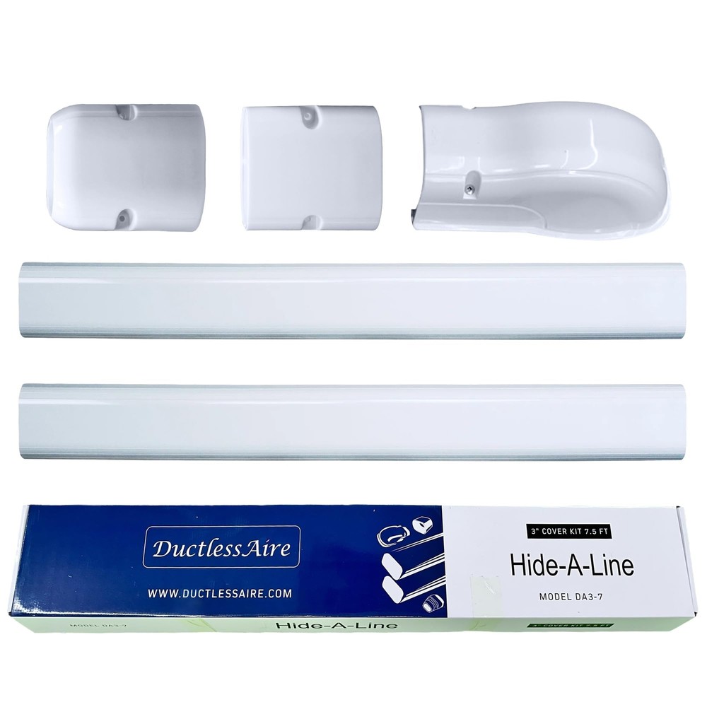 DuctlessAire White Paintable Mini Split Line Set Cover Kit Weather Resistant