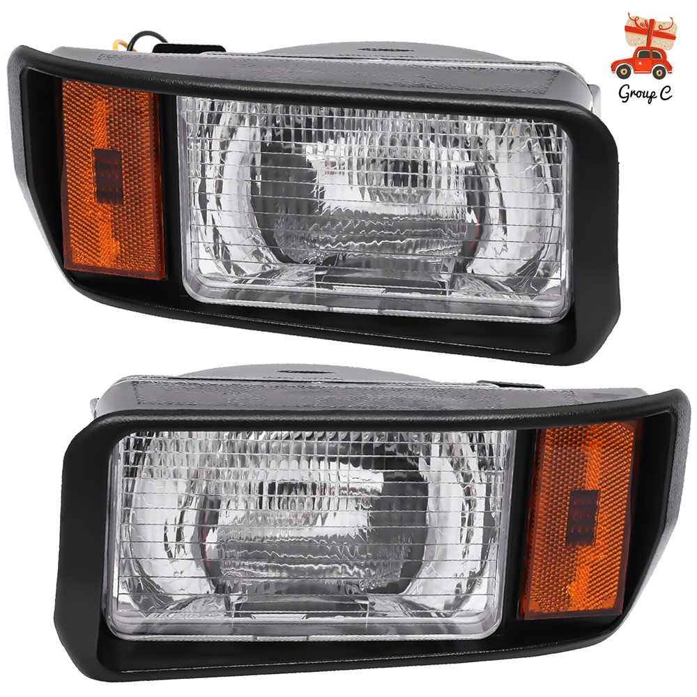 For Club Car DS Carts 1993-UP Golf Cart Halogen Headlights Left & Right Kit
