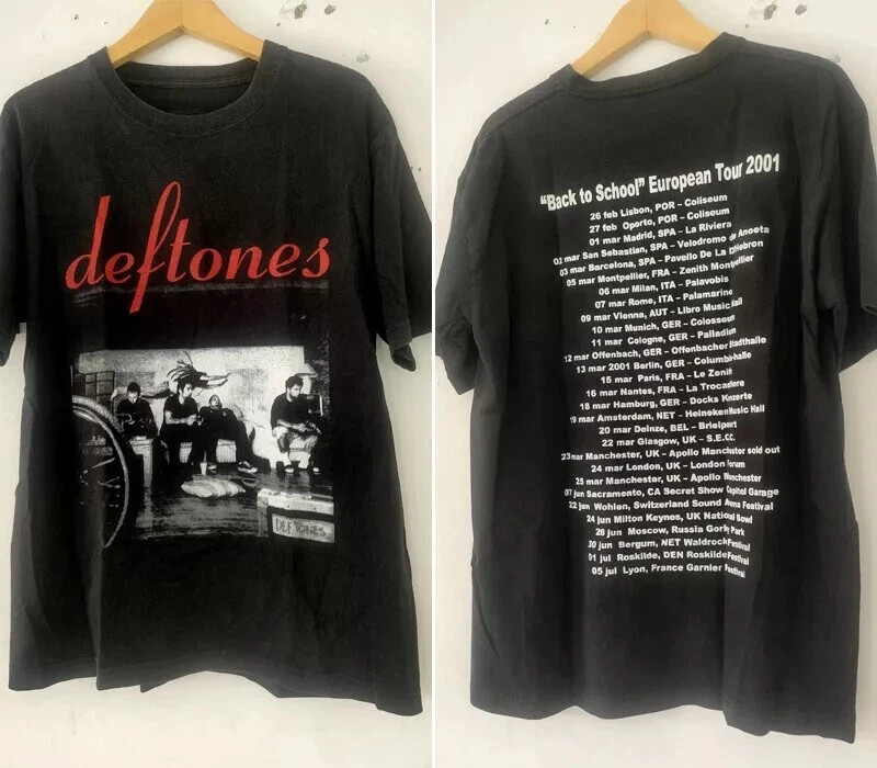 Deftones Band 90s Reprint 2001 Tour 2 Side Black Unisex Tshirt For Men Women