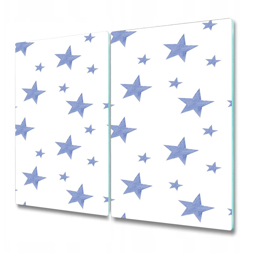 Glass Chopping Serving Board Worktop Saver Blue stars Watercolour 2x30x52