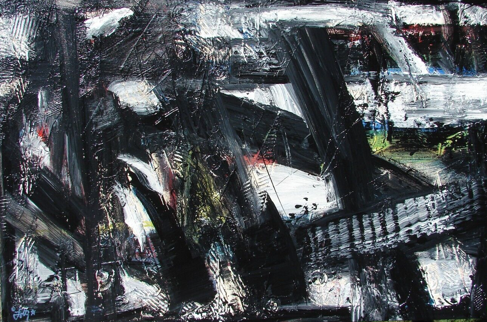 Modernist LARGE ABSTRACT PAINTING Expressionist MODERN ART EXODUS FOLTZ $
