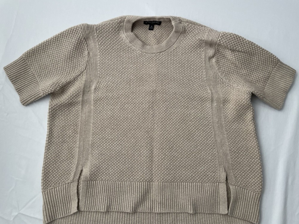 Banana Republic Women’s Beige Oversized Short Sleeve Sweater, Sz Med