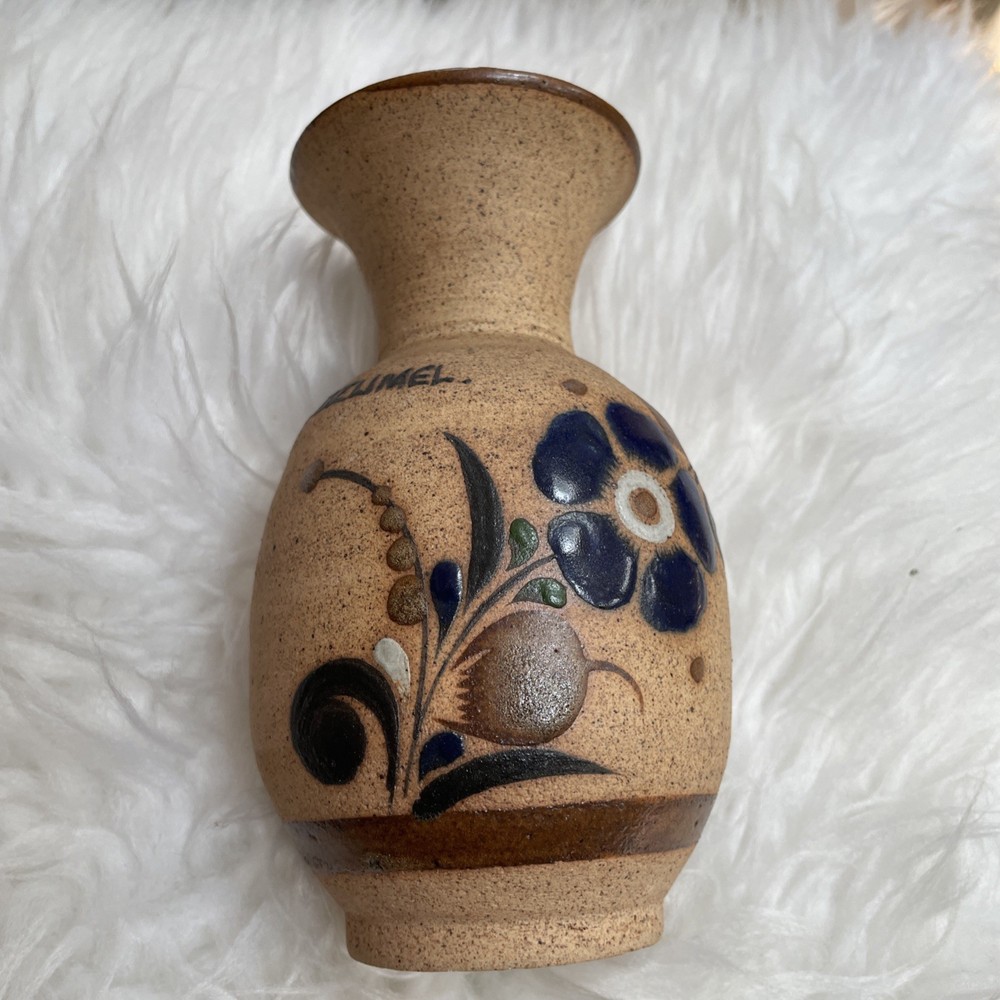 hand-painted Mexican Tonala pottery vase from Cozumel.